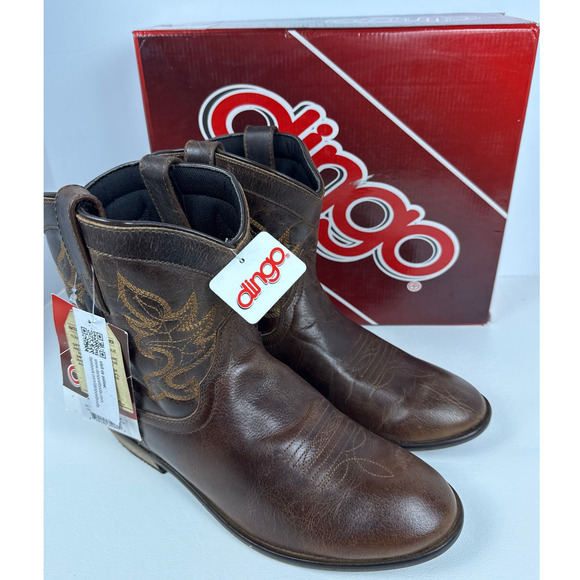 Dingo Willie Western Ankle Boots DI865 Brown Leather Embroidered Women's 9.5M - Picture 12 of 12